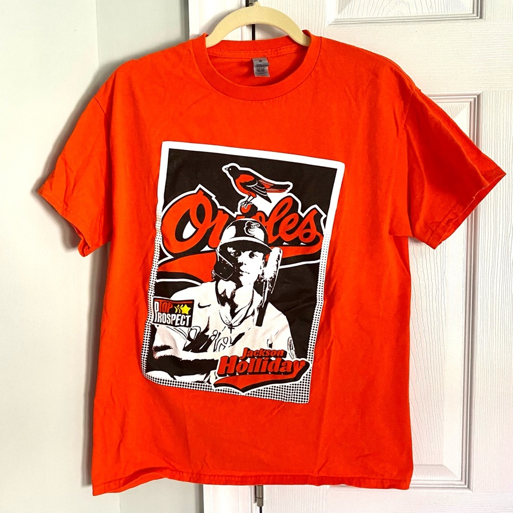 Orioles Jackson Holliday Orange Graphic T-Shirt